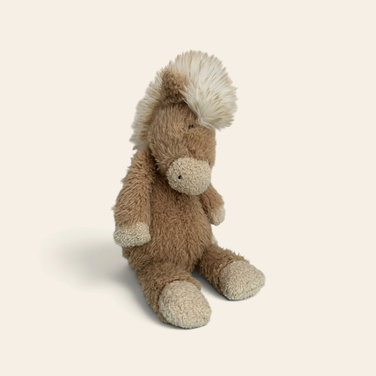 Bashful Pony BAS3PONY: a light brown plush pony with a cream mane, sitting