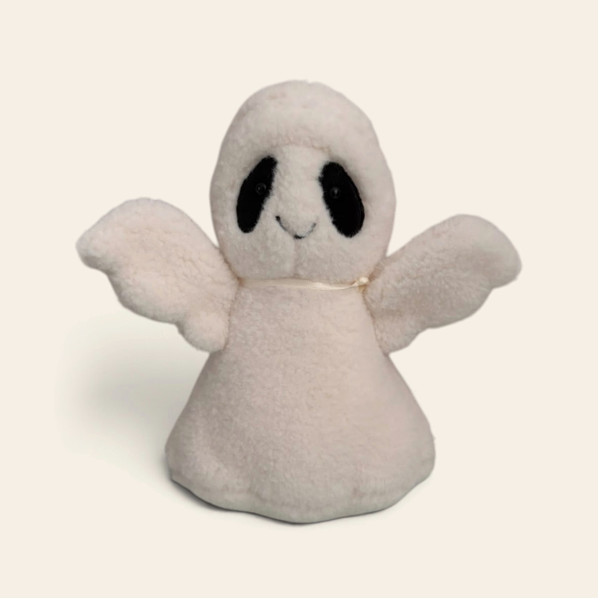 Ghost Bob GH3B: a cream plush ghost with big black eyes and soft white wings